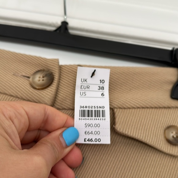 NWT Topshop Wide Leg High Waist Dress Pants Trousers Cuffed Cream Tan Sz 6 - Picture 4 of 7